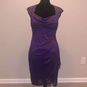 Xscape by Joanna Chen Bridesmaids Dress w Lace, Size 12, Purple, David’s Bridal